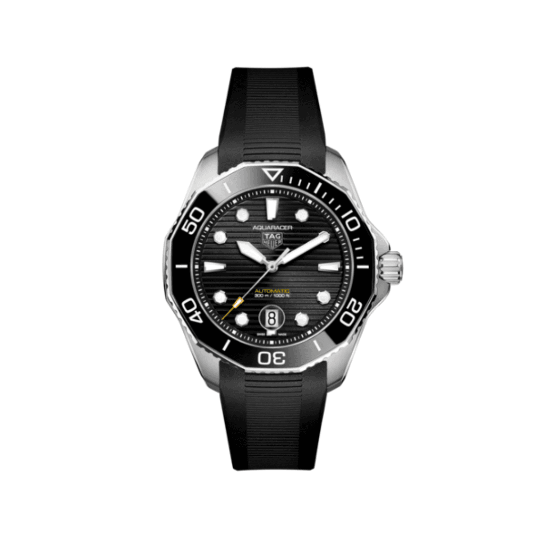 TAG Heuer Aquaracer Professional 300 Calibre 5 Automatic Watch with Black Dial and Rubber Strap