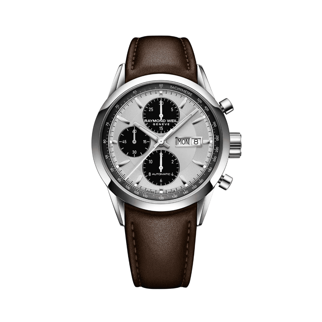 Raymond Weil Freelancer Automatic Chronograph Brown Leather Watch, 42mm