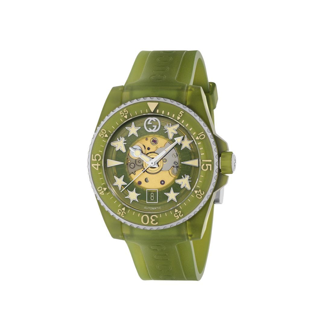 Gucci Transparent Dial Green Dive Watch, 40mm