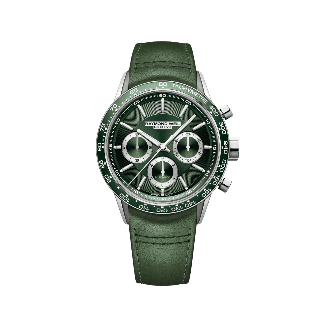 Raymond Weil Freelancer Men's Automatic Chronograph Green Leather Watch