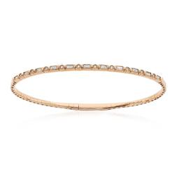 Baguette and Round Diamond Flexible Bangle 0