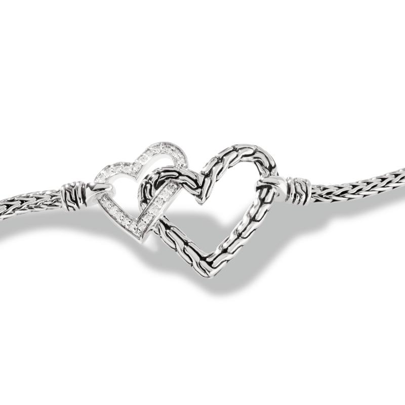John Hardy Manah Bracelet with Chain Heart and Diamonds 2