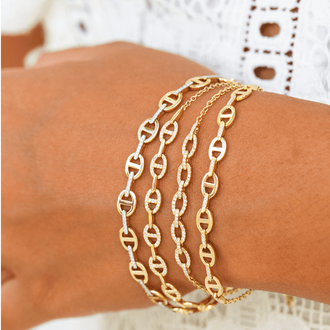Mariner Link Bracelet with Diamond Bars

