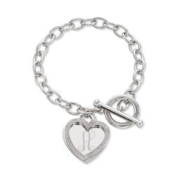 Engravable Heart Charm Bracelet with Diamonds 0