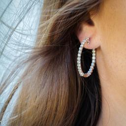 Round Diamond in and Out Hoop Earrings Collection 1
