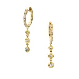 Yellow Gold Diamond Bezel Hoop Earrings 0