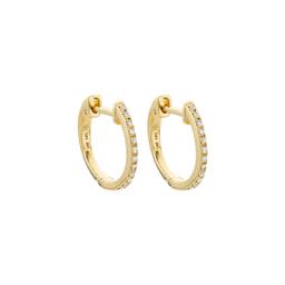 Small 14K Gold Hinged Diamond Hoop Earrings 0