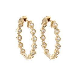 Alternating Small and Large Round Diamond Hoop Earrings 0