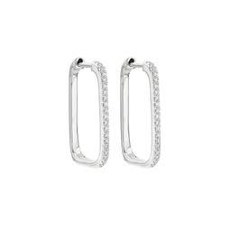 Diamond Oblong Hoop Earrings 0