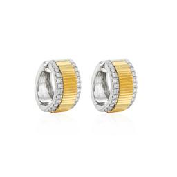14k Yellow Gold Fluted Diamond Huggie Hoop Earrings 0