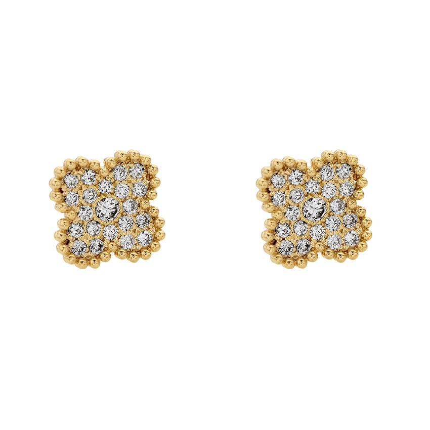 Diamond Cluster Floral Post Earrings 0