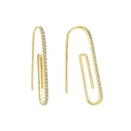 Yellow Gold & Diamond Paperclip Earrings 0