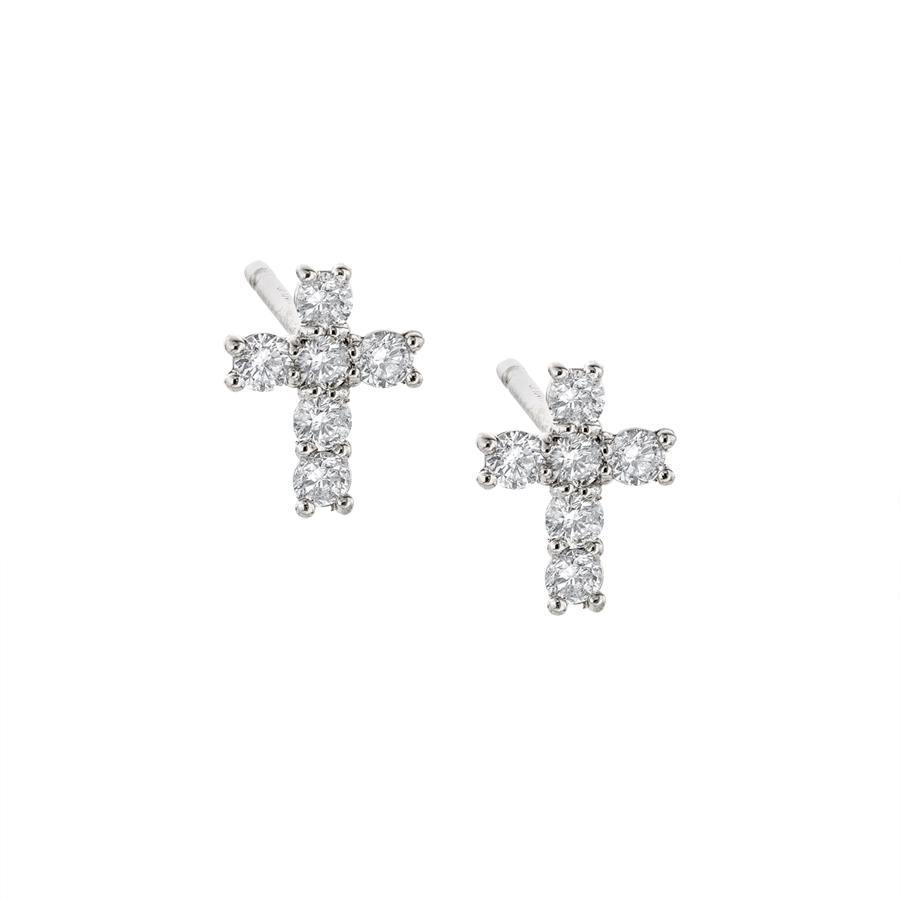 Petite Diamond Cross Earrings 0