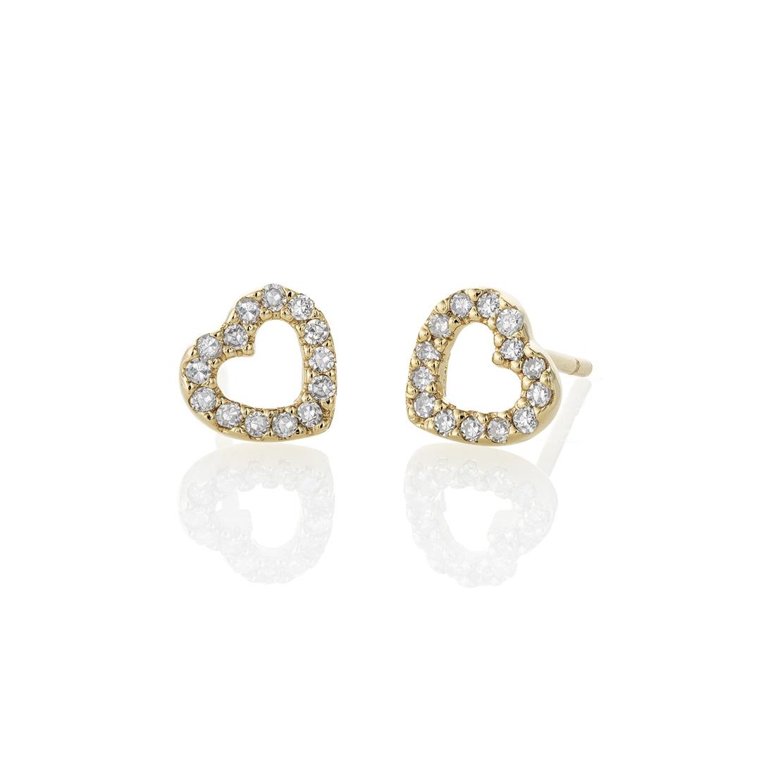 Petite Open Heart Post Earrings with Diamonds 0