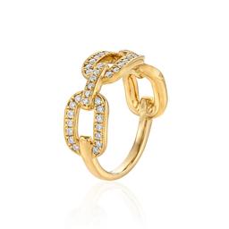 Yellow Gold Link Style Diamond Ring 1