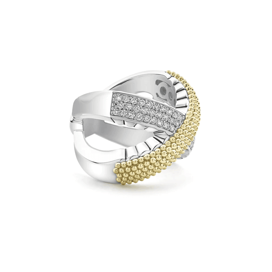 Lagos Caviar Lux X Gold Caviar Diamond Ring 1