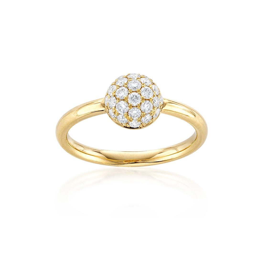 Stackable Yellow Gold Diamond Dome Ring 0