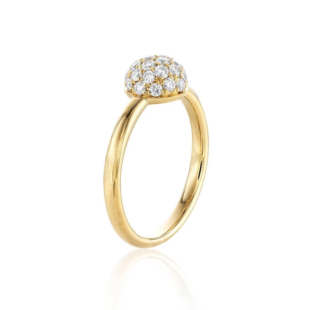 Stackable Yellow Gold Diamond Dome Ring 1