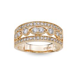 Yellow Gold Wide Band with Round Diamonds 0