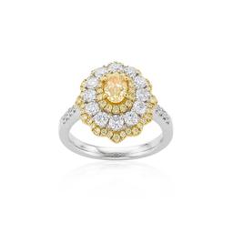 White & Yellow Gold Oval Yellow & White Diamond Ring