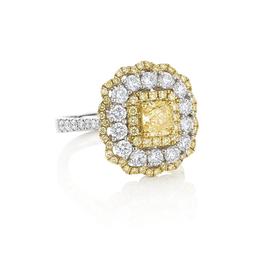 White & Yellow Gold Yellow & White Diamond Halo Fashion Ring 0