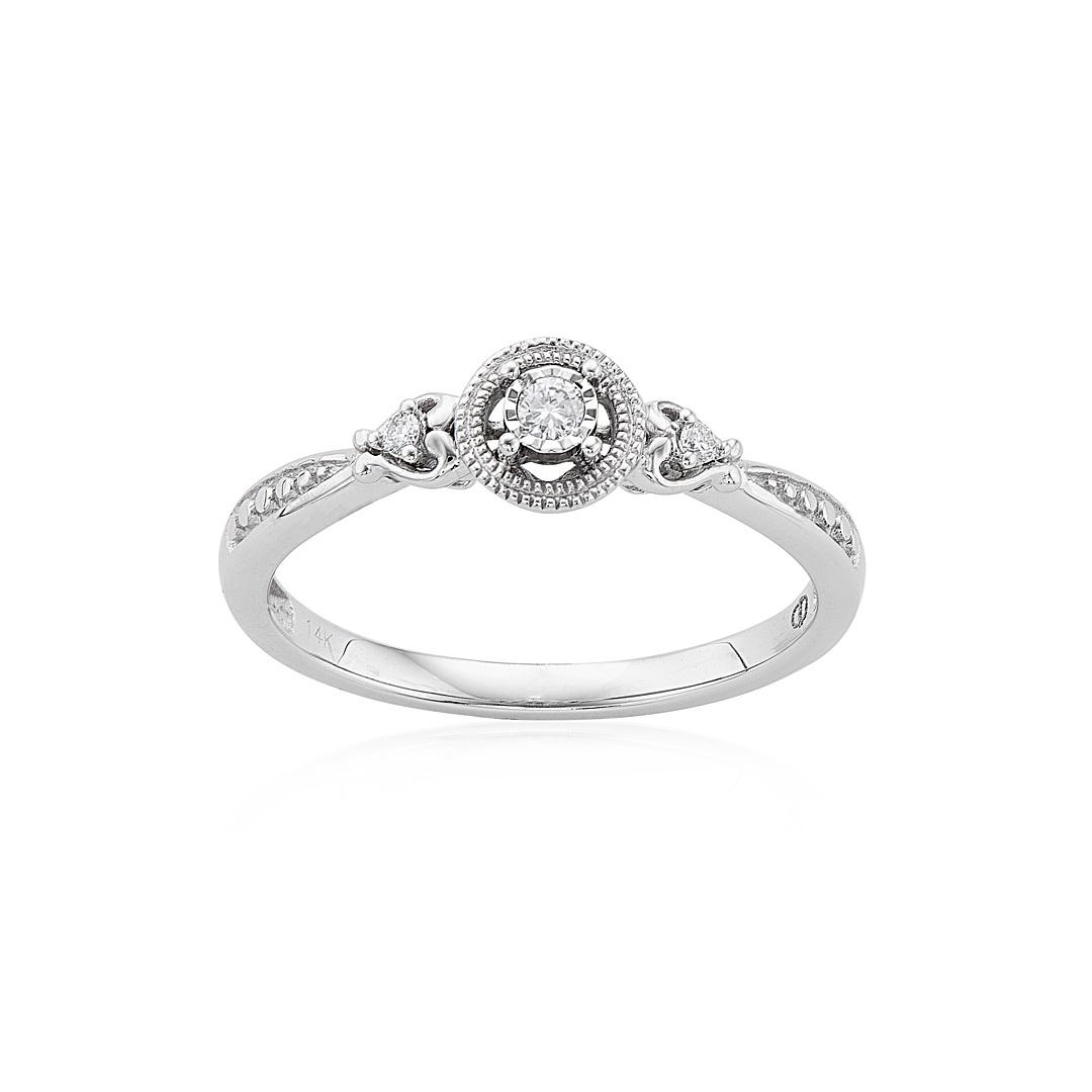 White Gold Diamond Heart Design Promise Ring 0
