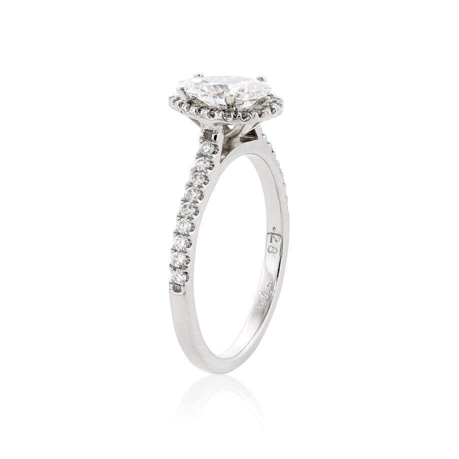 0.70 CTW Pear Shaped Halo Diamond Engagement Ring 1