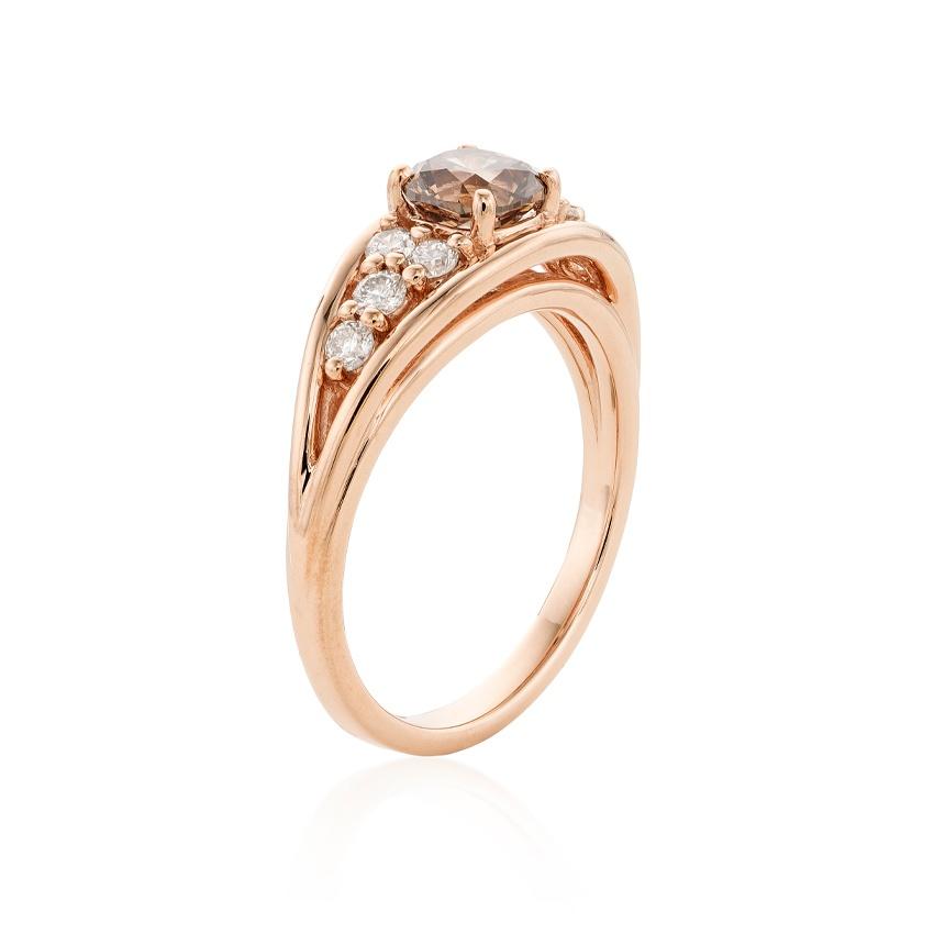 0.68 CT Inset Brown Diamond Engagement Ring 1
