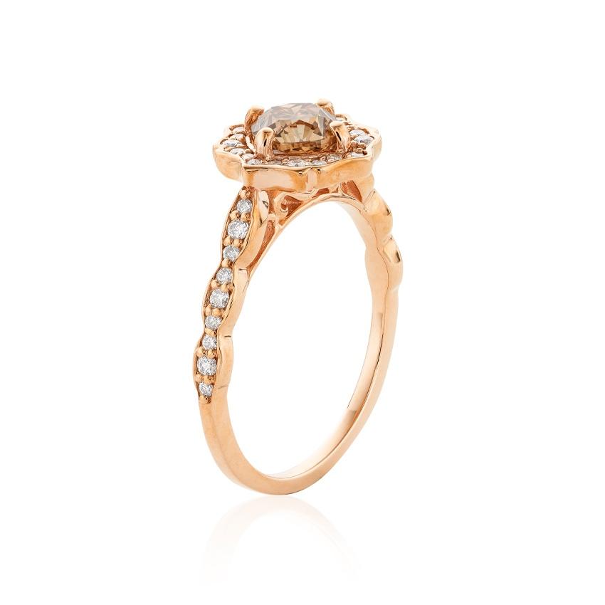 0.79 CT Deco Brown Diamond Engagement Ring 1