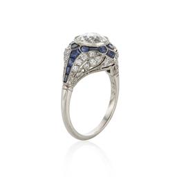 Estate Collection Diamond and Sapphire Retro Platinum Engagement Ring 0