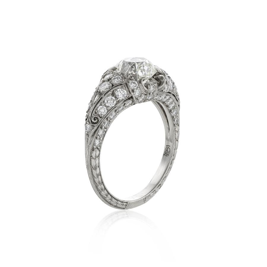 Estate Collection Cerro Platinum Diamond Chased Engagement Ring 1