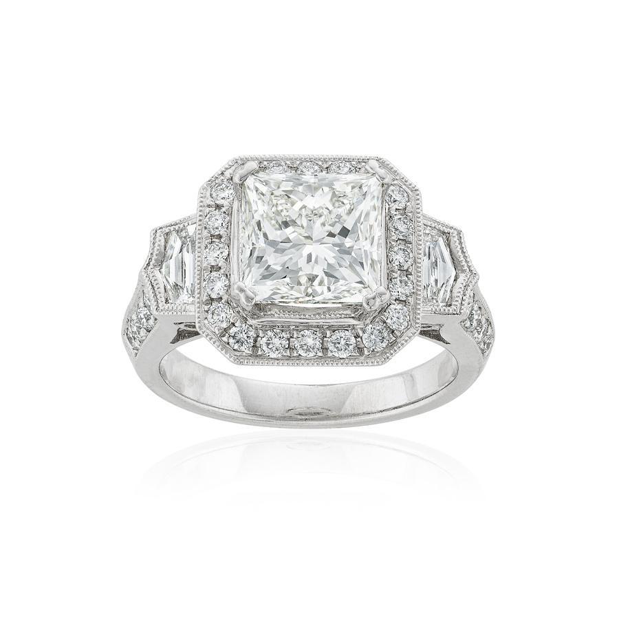 3.04 CT Princess Cut Diamond Engagement Ring 0