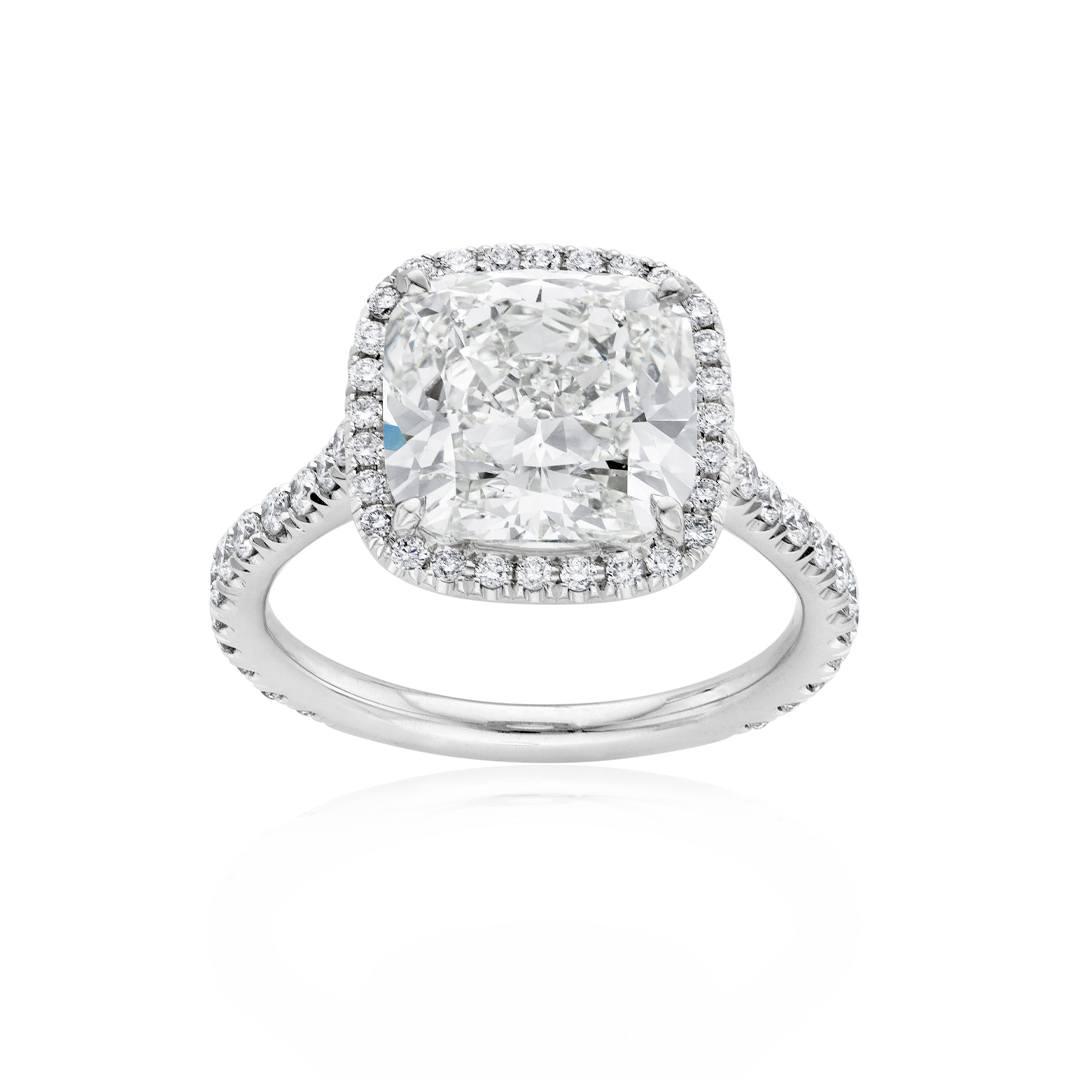 White Gold 5.78 CTW Cushion Cut Diamond Halo Engagement Ring 0