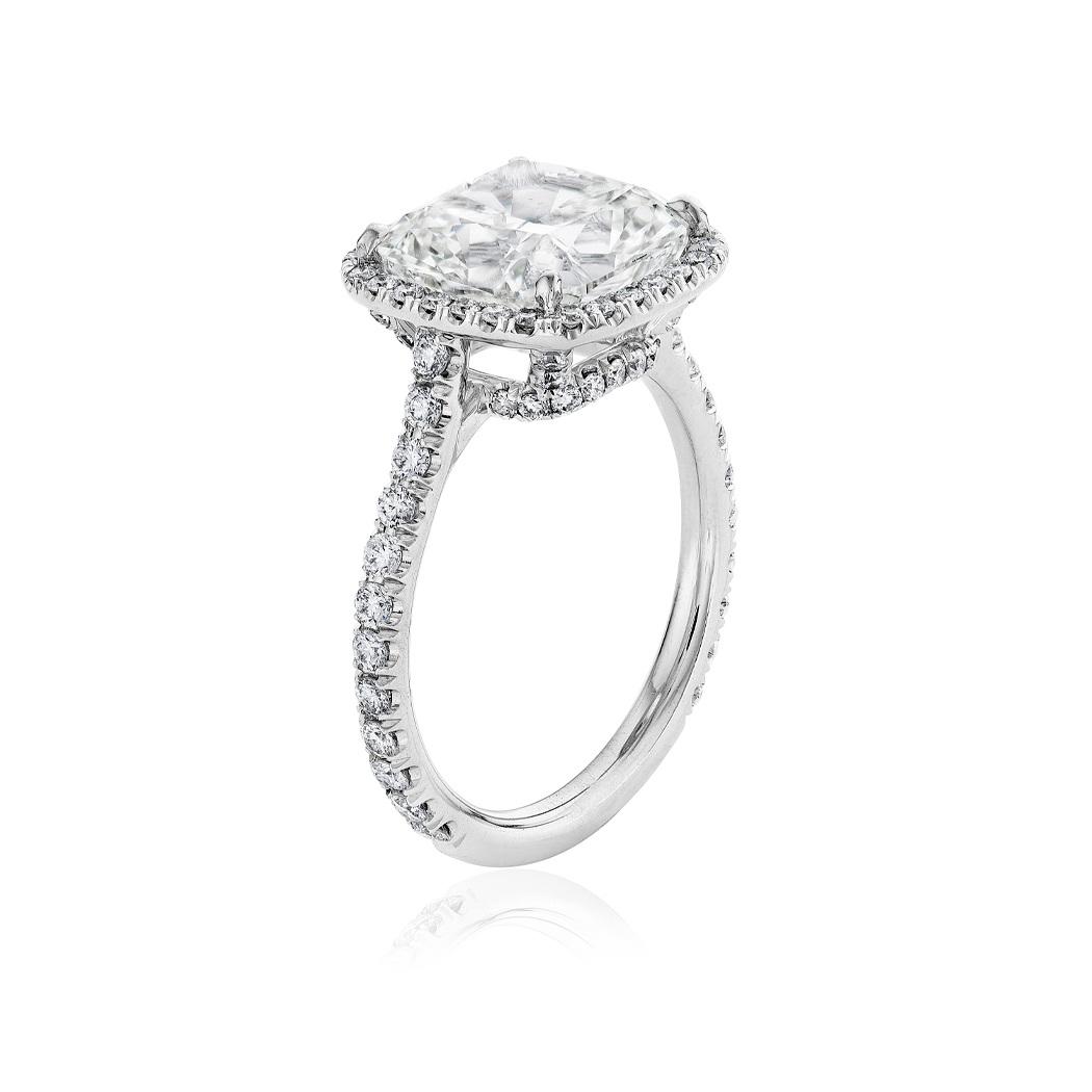 White Gold 5.78 CTW Cushion Cut Diamond Halo Engagement Ring 1