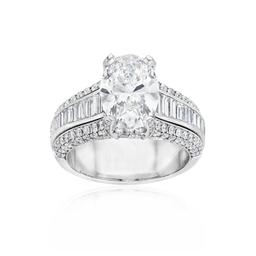 Platinum 4.95 CTW Oval Diamond Engagement Ring 0