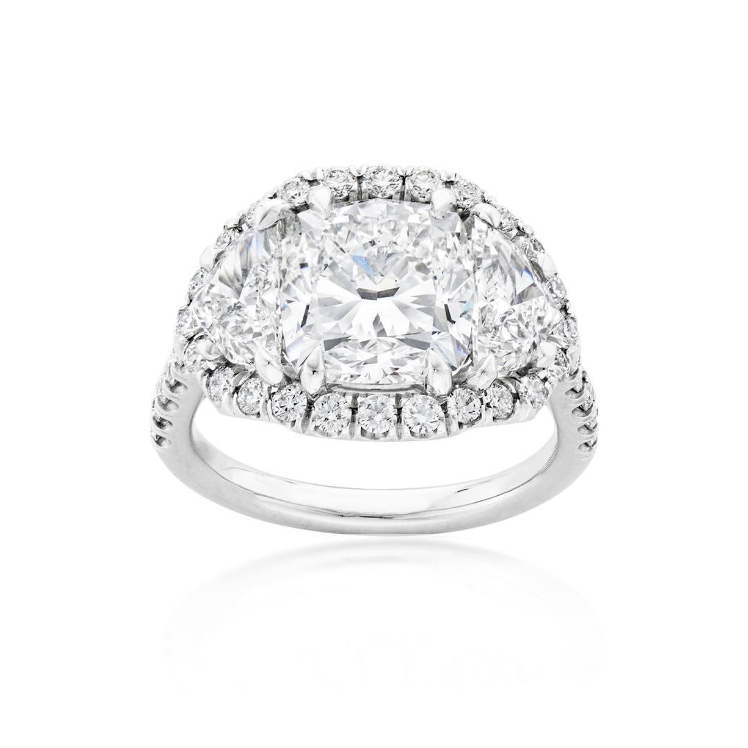 Platinum 6.02 CTW Cushion Cut Diamond Engagement Ring 0