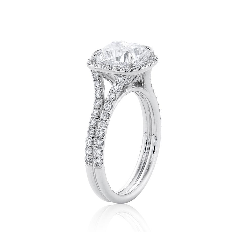 3.01 CTW Cushion Cut Diamond and 18K White Gold Engagement Ring 1