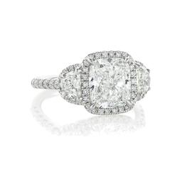 3.00 CT Cushion Cut Diamond White Gold Engagement Ring 0