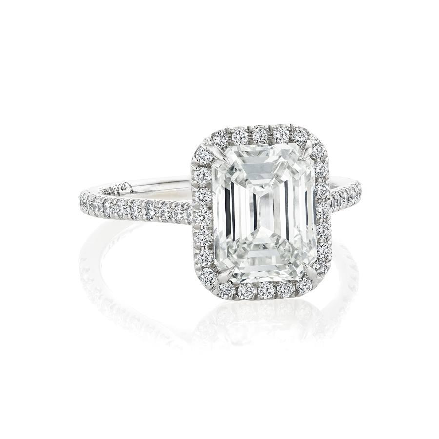 3.01 CT Emerald Cut Diamond White Gold Engagement Ring 0