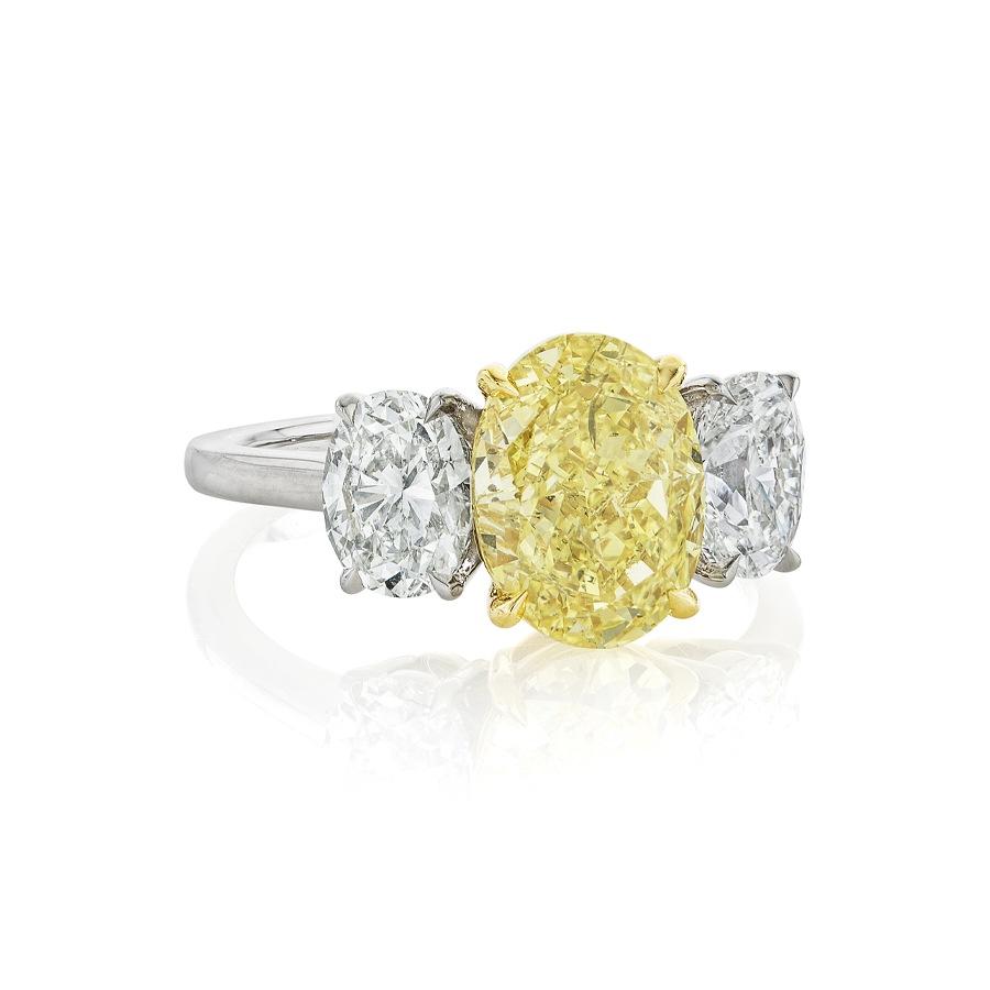 3.01 CT Oval Cut Yellow Gold Platinum Engagement Ring 0