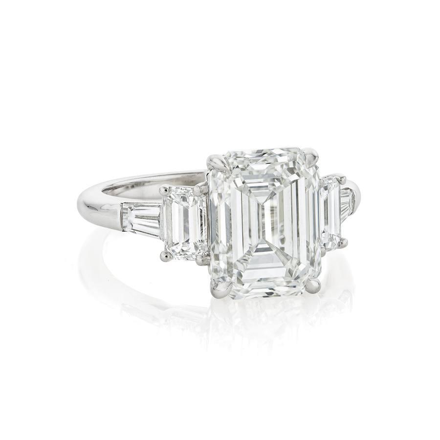 5.08 CT Emerald Cut Diamond White Gold Engagement Ring 0