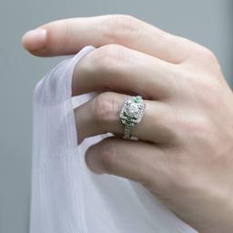 Antique Style Diamond & Emerald Engagement Ring 3