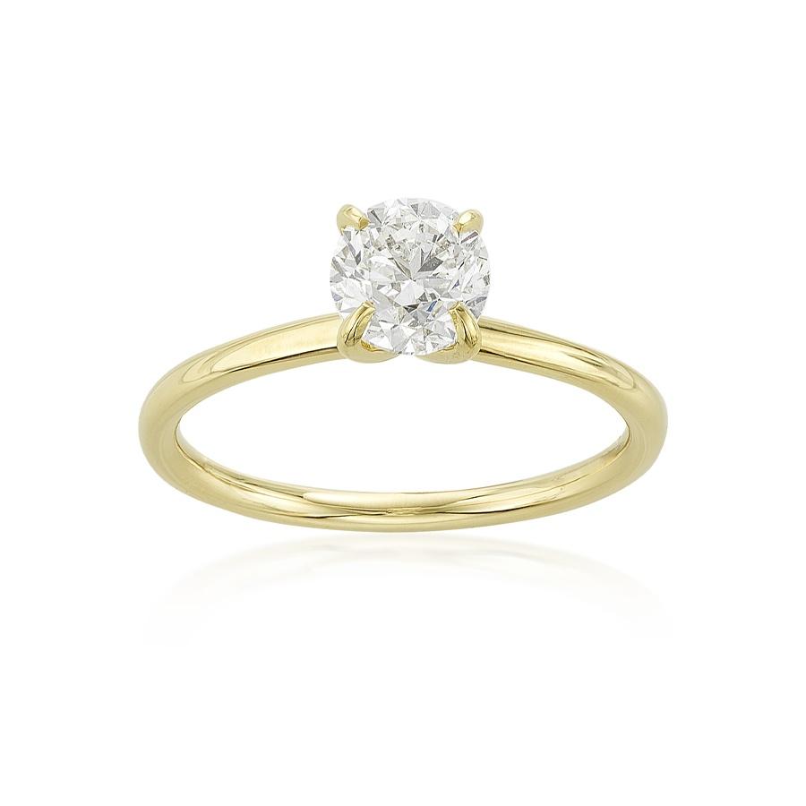 1.00 CT Round Diamond Engagement Ring with Hidden Triad of Diamonds 0