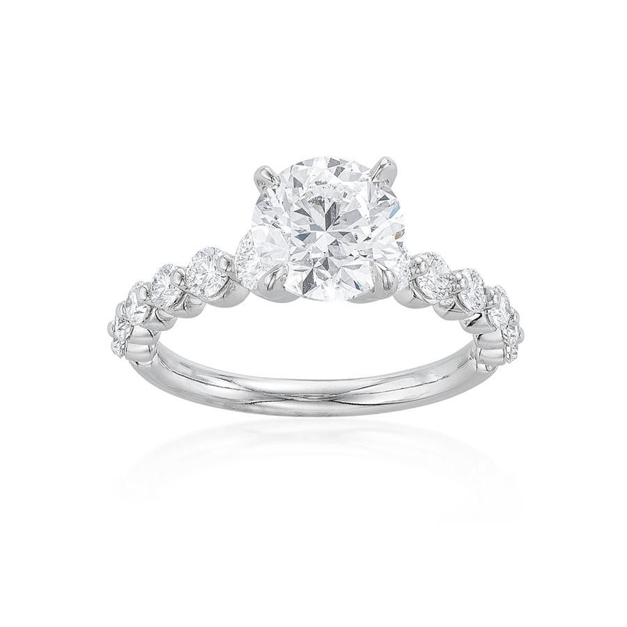 2.00 CT Round Diamond Engagement Ring with Gradated Diamond Accent Shank 0