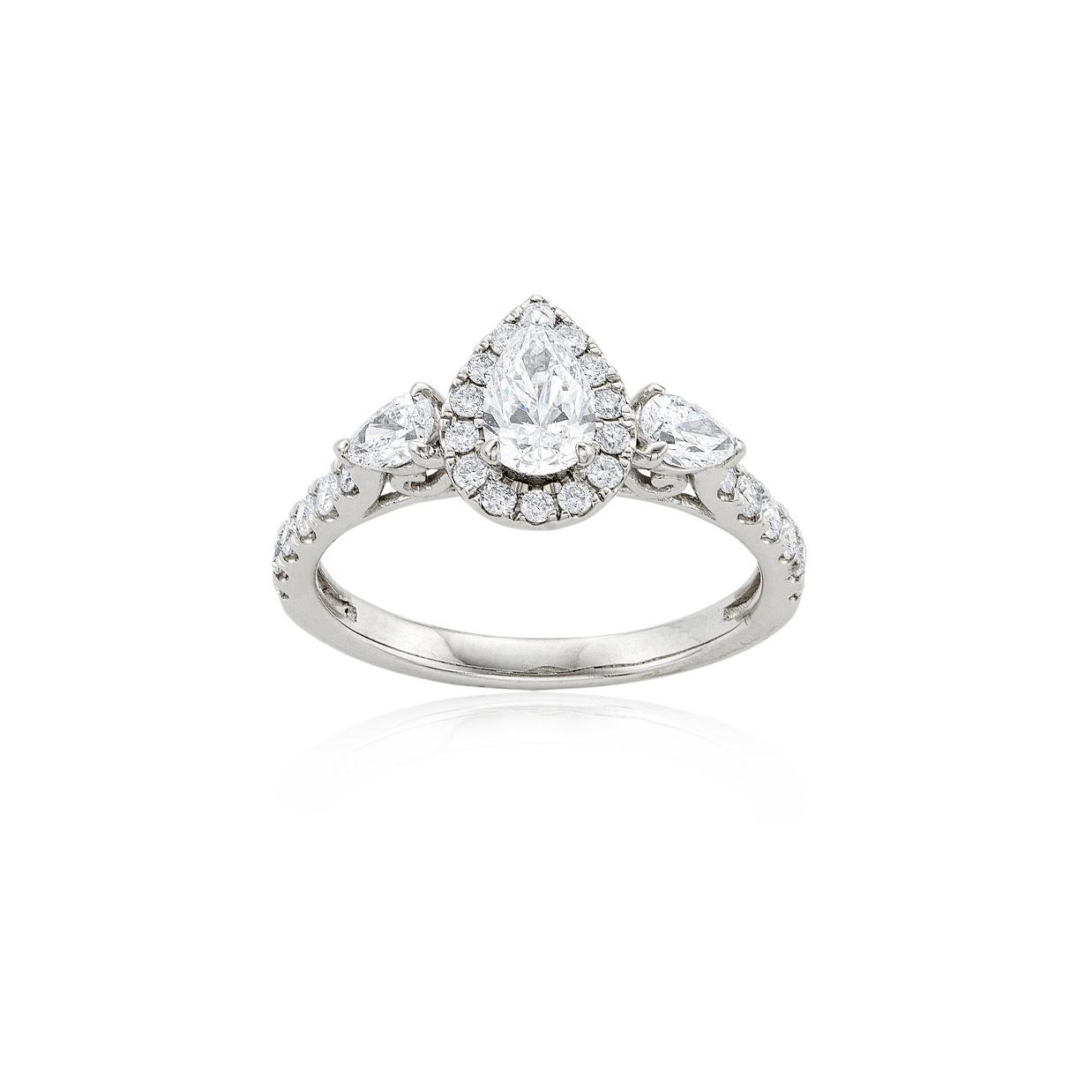 1.50 CTW Pear Shape Diamond Halo Bridal Set