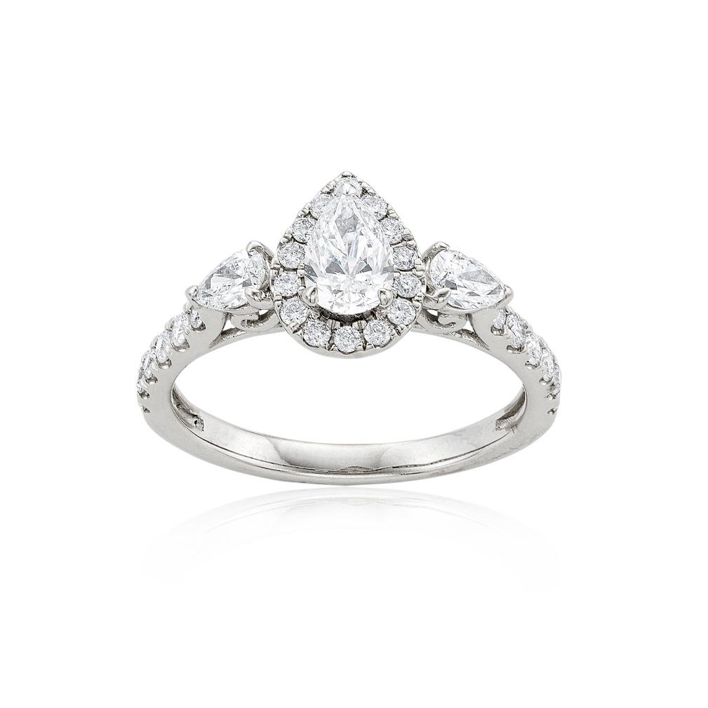 1.00 CTW Pear Shape Diamond Halo Bridal Set  1