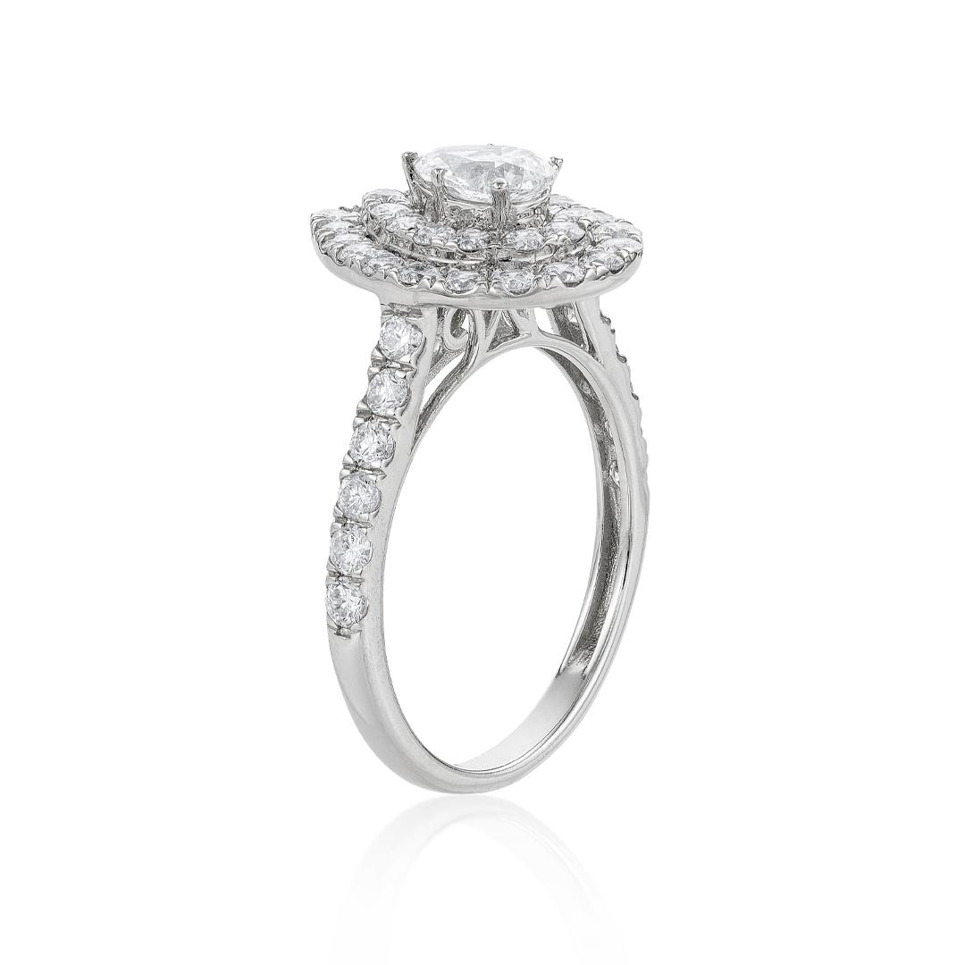 2.00 CTW Pear Cut Diamond Bridal Ring Set with Two Step Down Diamond Halos 1