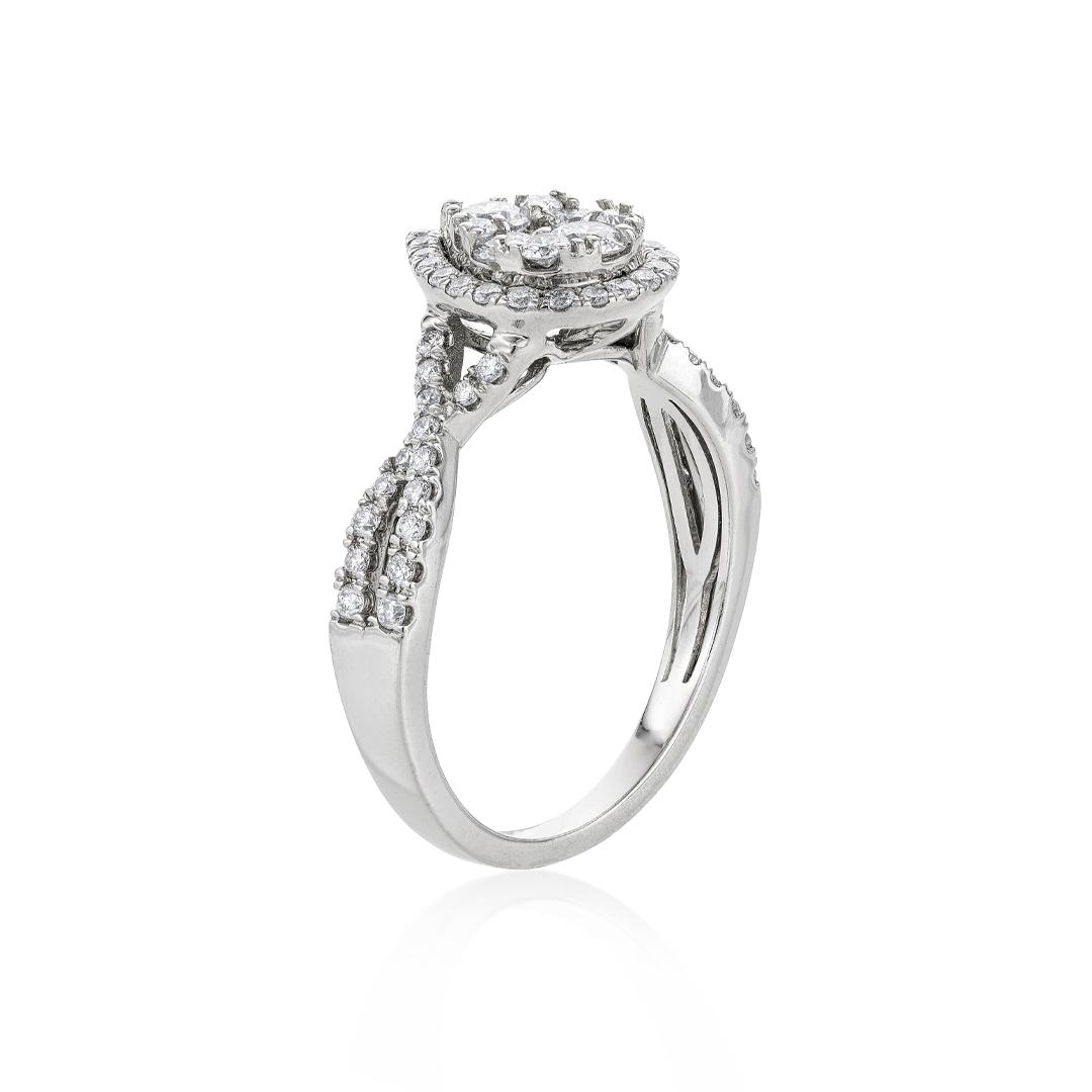 1.00 CTW Pear Shape Diamond Cluster Bridal Ring Set 1