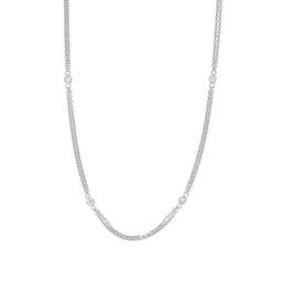 White Gold Double Strand 0.25 CTW Diamond Station Necklace 0