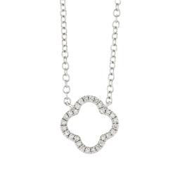White Gold Diamond Open Clover Necklace 0